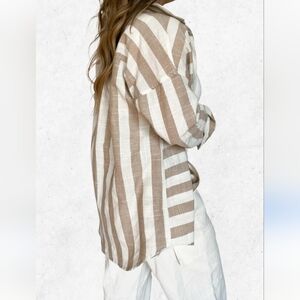 MilliBon Striped Button Down Shirt Blouse For Women Size Small Tunic Milli Bon